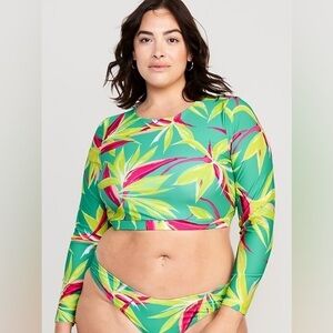 NWT Old Navy 2pc Tropic Days Cutout Rashguard Swim Top & Bottom - Size XL🌻